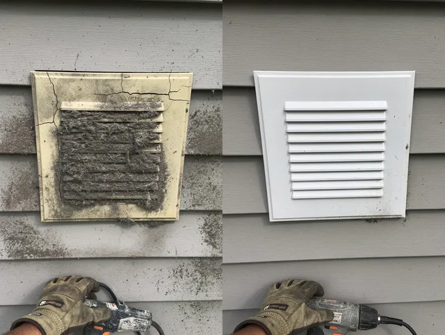 Inglewood Dryer Vent Cleaning technician installing high-quality dryer vent cover at a residential property in Inglewood